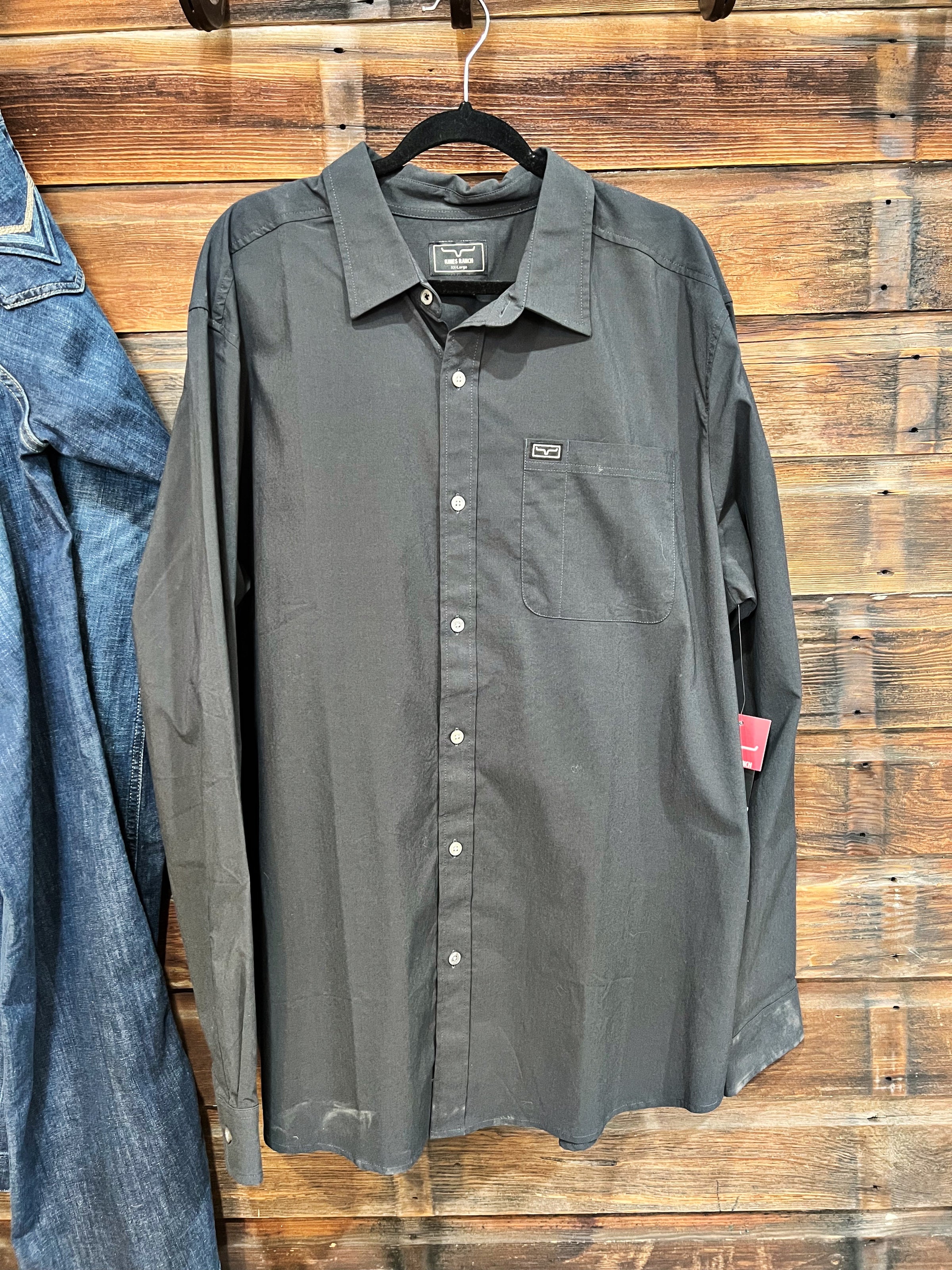 Mens Kimes Ranch Black Long Sleeve Button Up