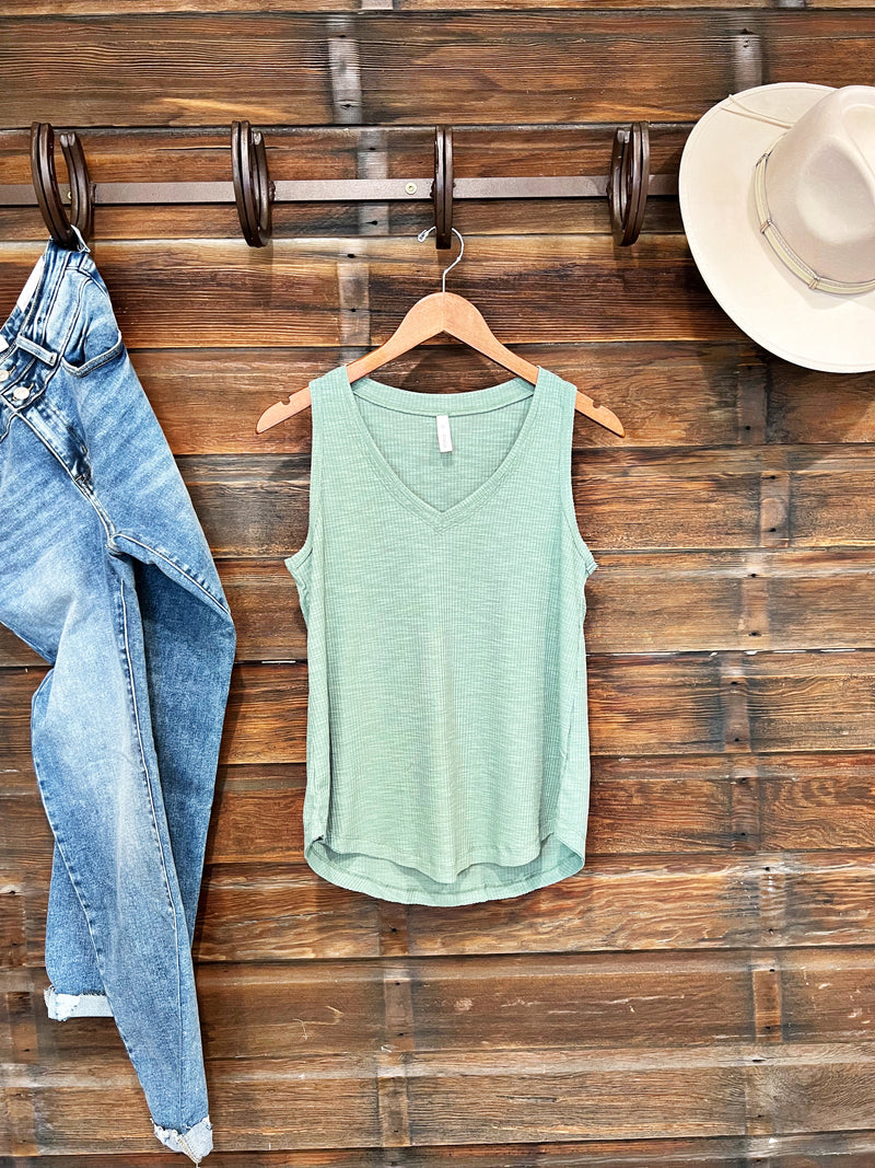 The Basic V Neck Tank in Pistachio