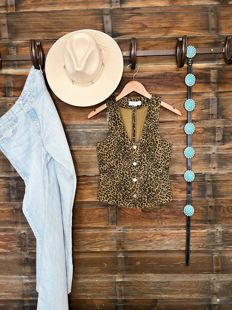 The Leopard Denim Vest