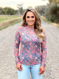 The Pink Florals Mesh Top