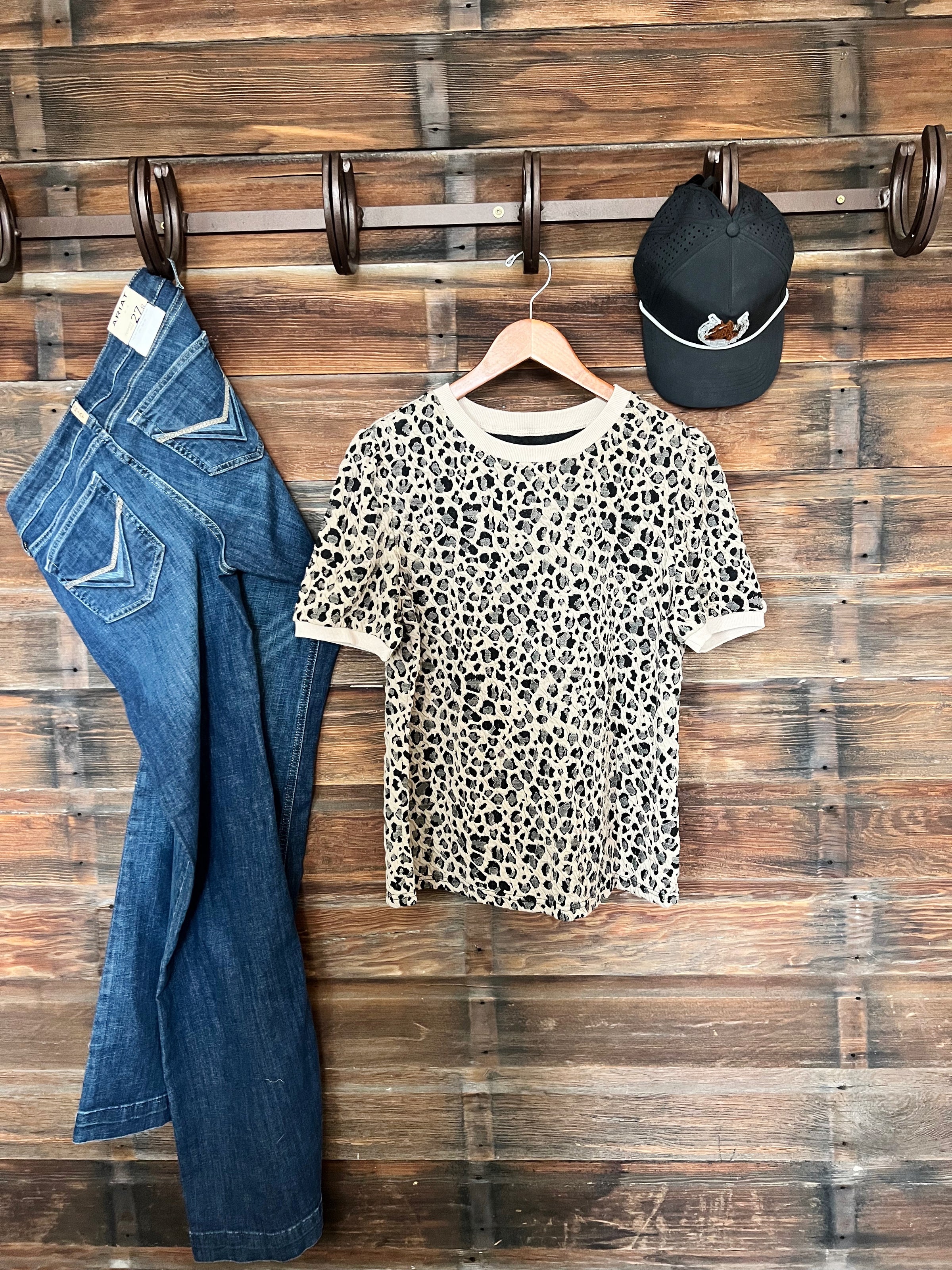 The Leopard Print Crew Neck Top