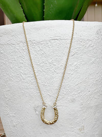 Horse Shoe Necklace with Rhinestone