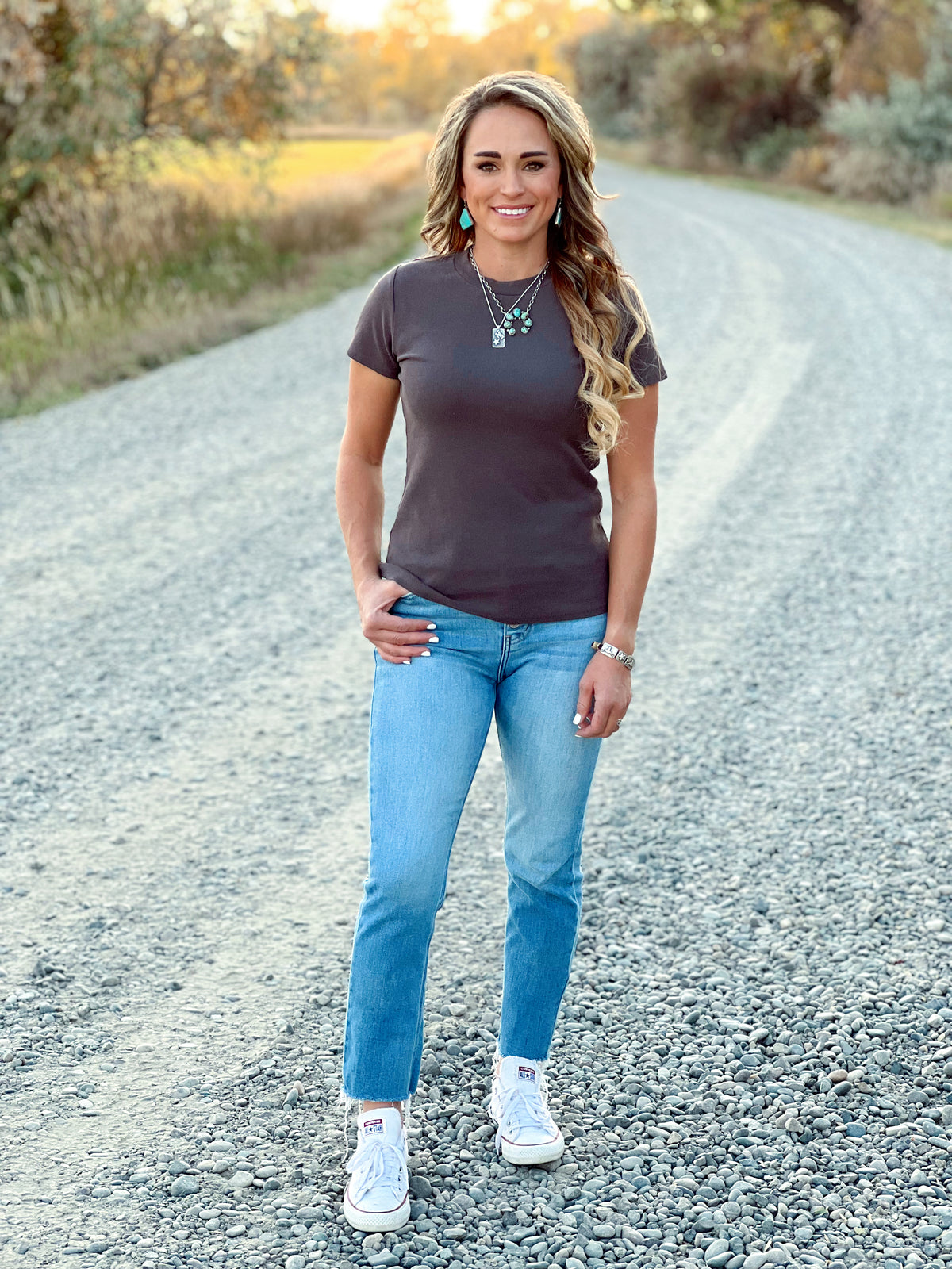 The Ribbed Basic Tee in Charcoal