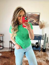 The Green Button Up Knit Tee