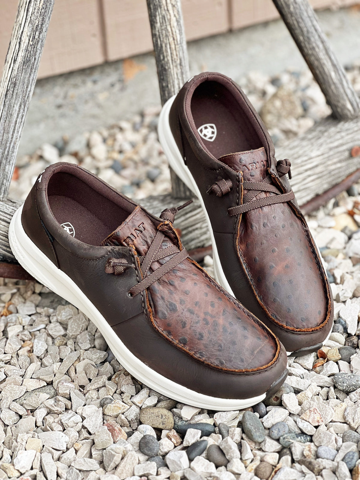 The Mens Waterproof Leather Slip On Shoe in Brown Ostrich