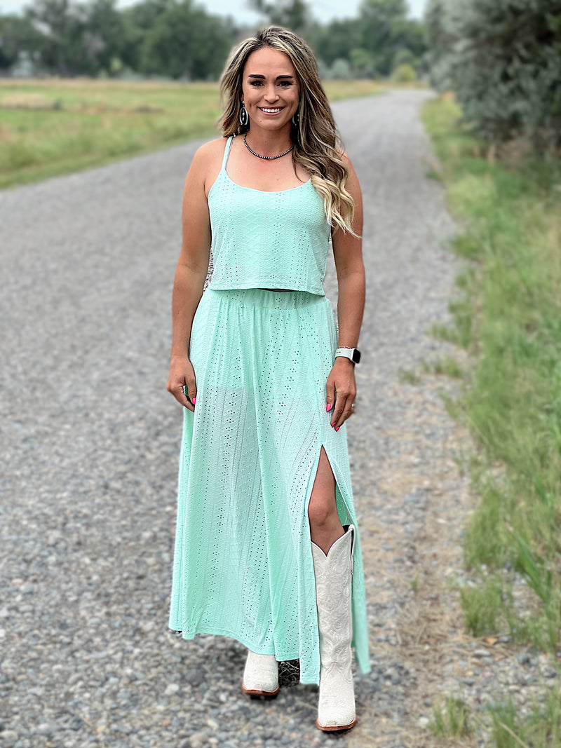 The Mint Blouse and Skirt Set