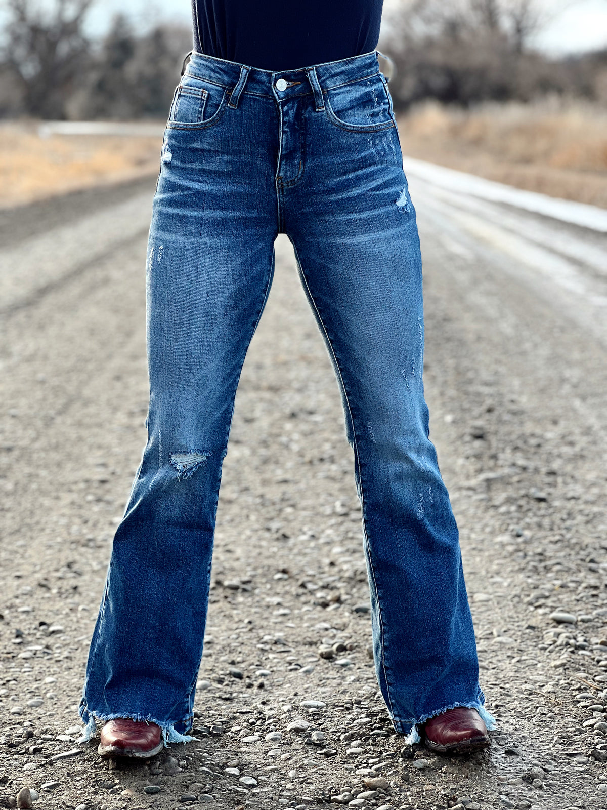 The Blakely Medium Wash Flare Jean with Tummy Control