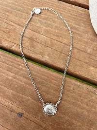 White Gold Plated Concho Necklace