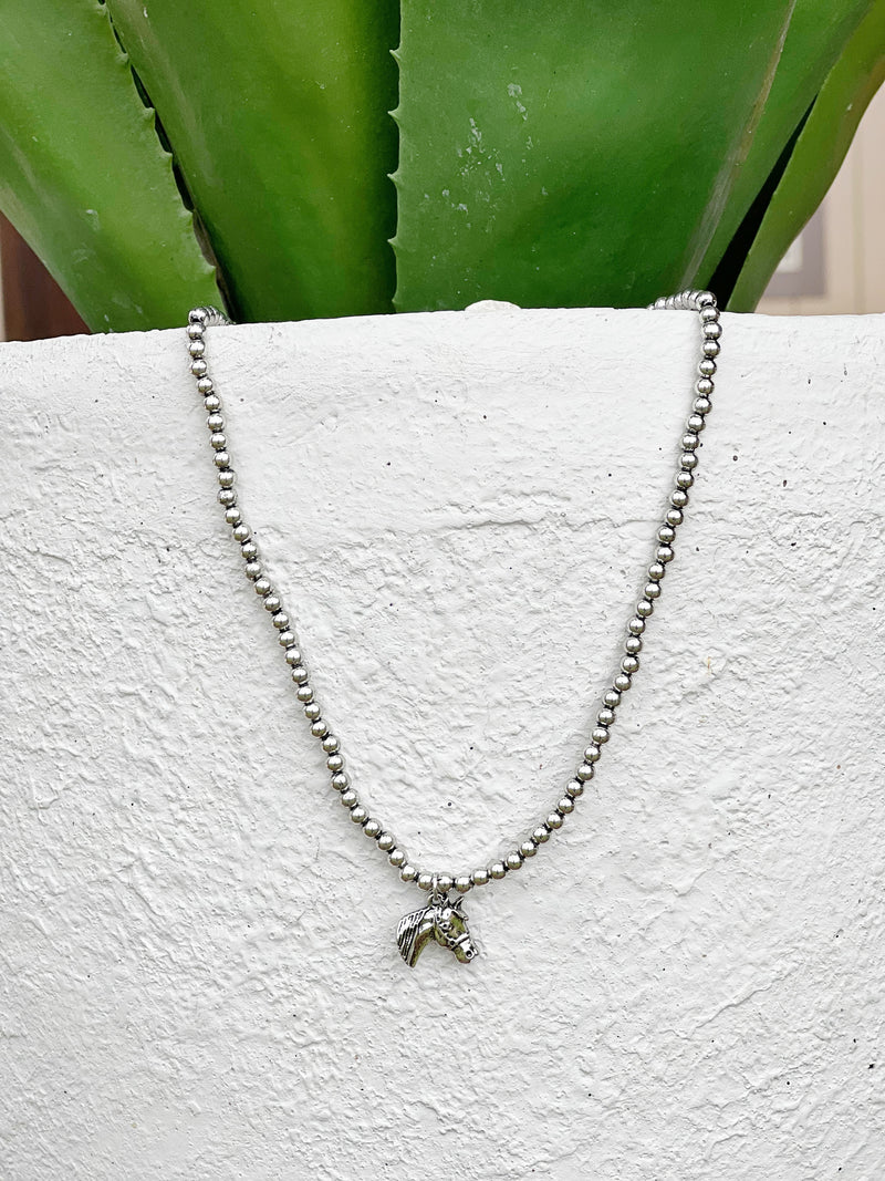 16" 18K Gold Plated Necklace with Horse Head Charm