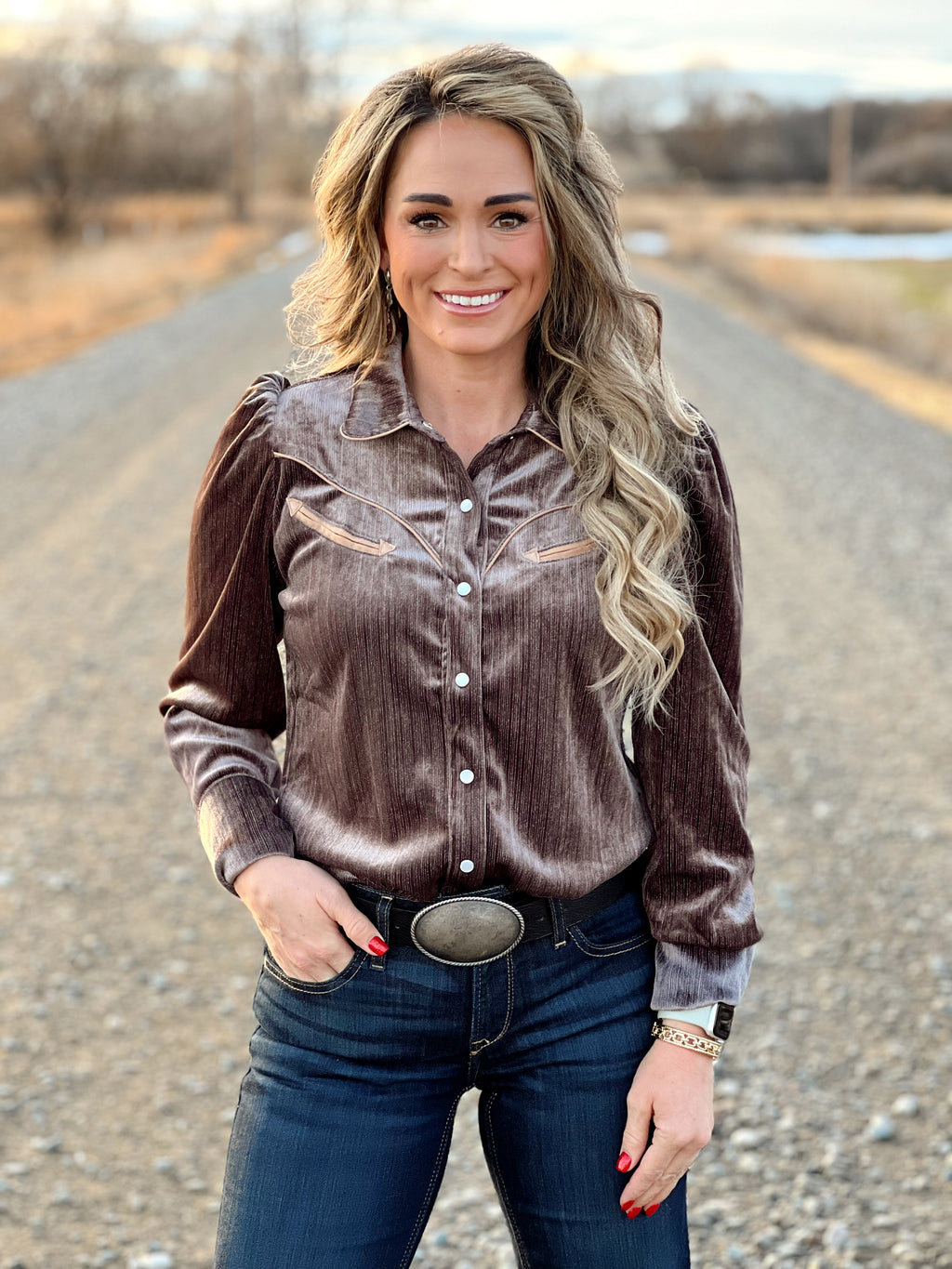 The Velvet Button Up Top – Follow Your Arrow Montana