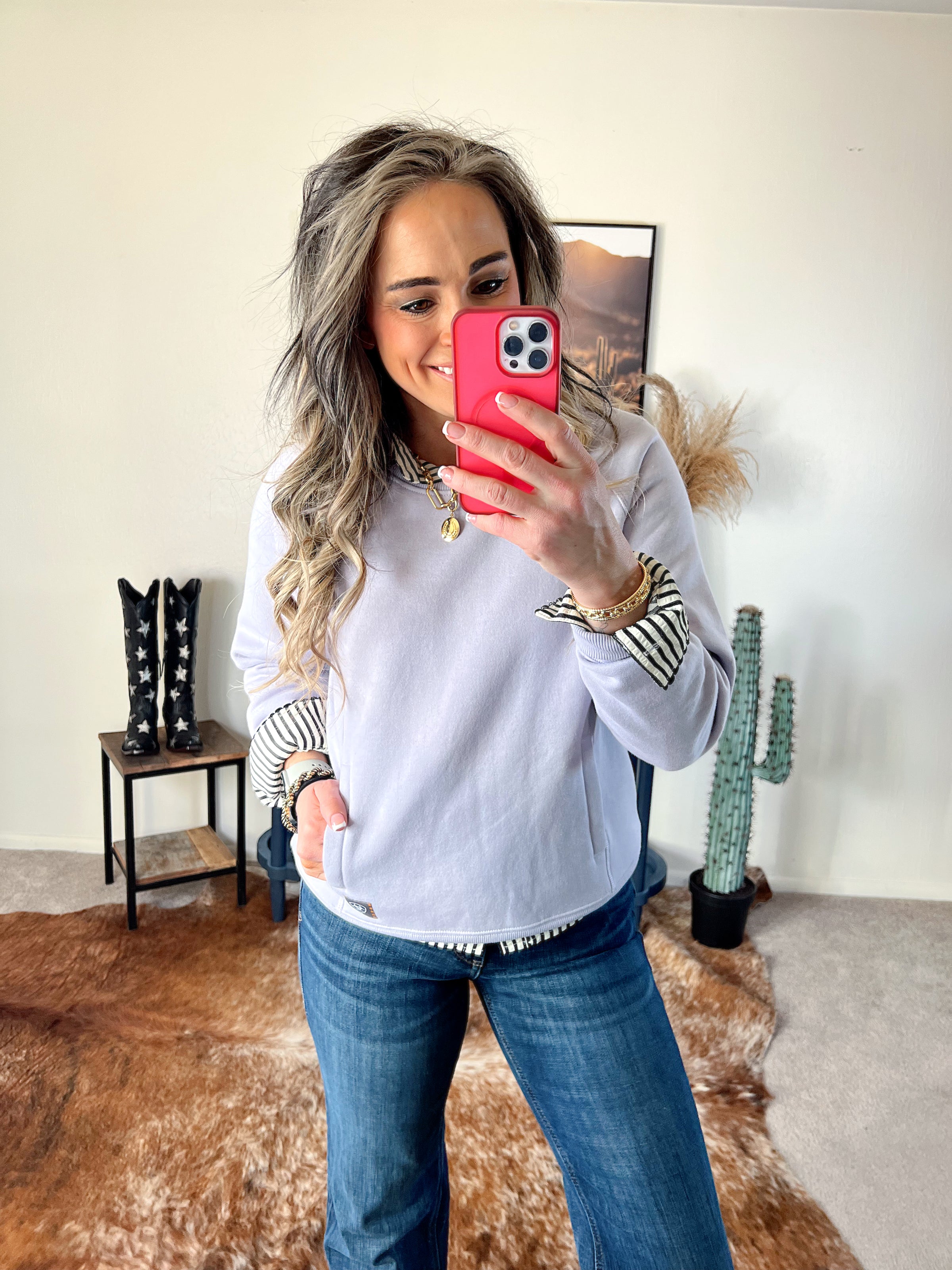 The Rebar Lightweight Fleece Pullover in Lavender