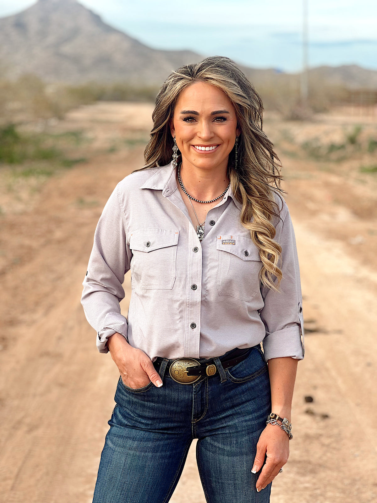 The Rebar VentTek Stretch Button Up in Lavender