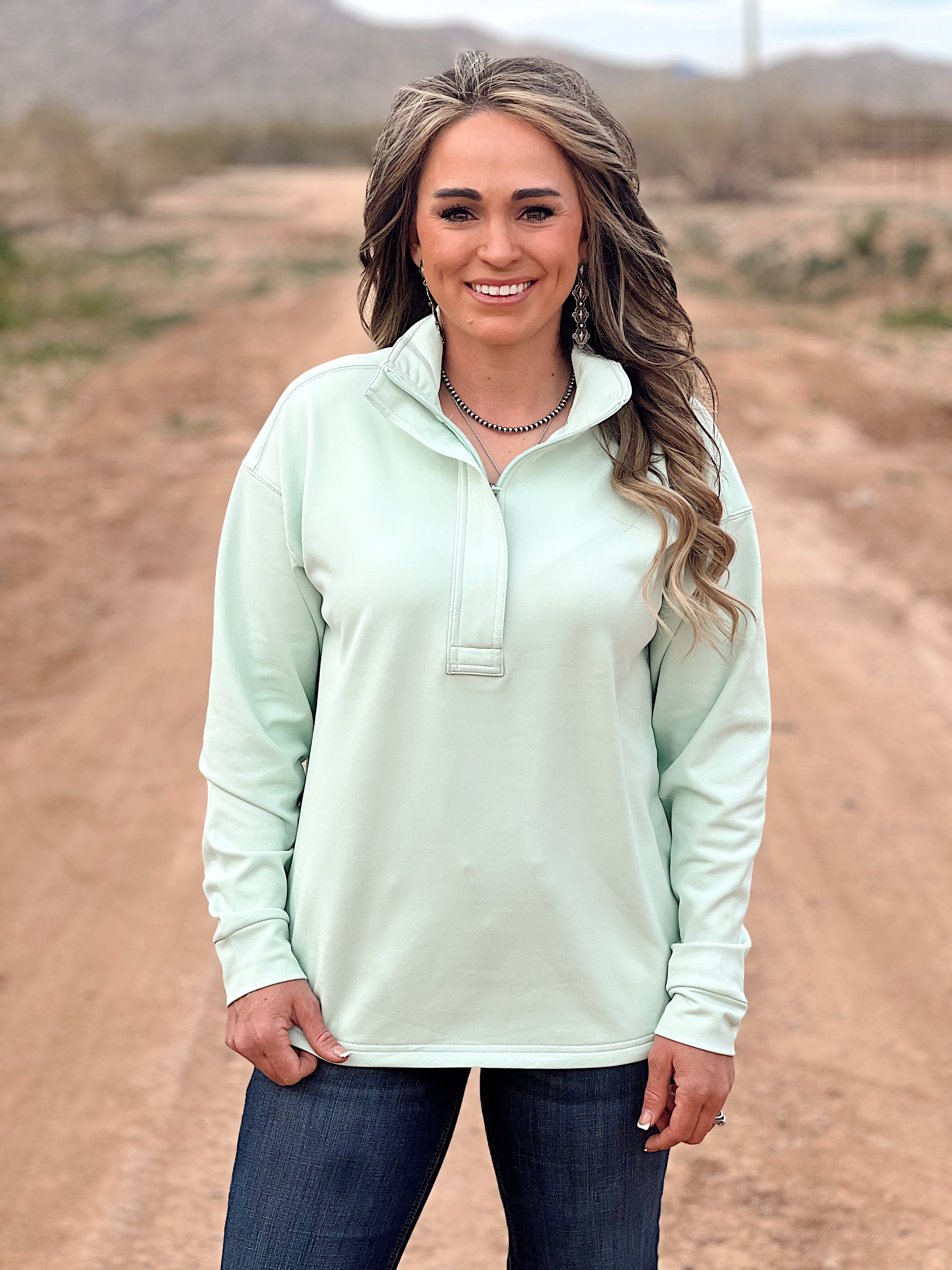 The Hobbs Half Zip Pullover in Green