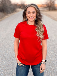 The Basic Stretch Tee in Red