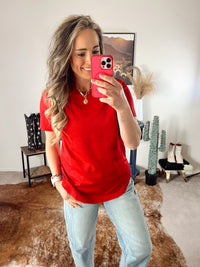 The Basic Stretch Tee in Red