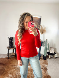 The Basic Stretch Long Sleeve Tee in Red