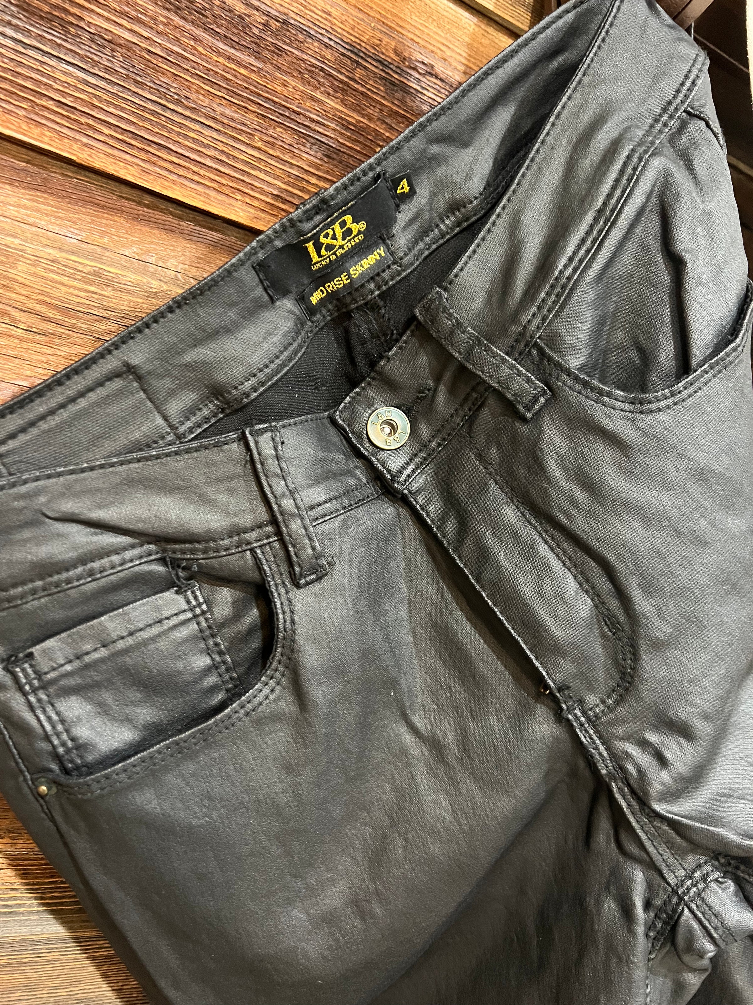 Kelli's Closet L&B Leather looking Jeans Size 4