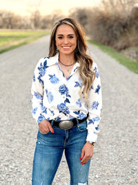 The Roses are Blue Button Up