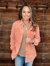 The Corduroy Button Down Shirt Jacket in Rust