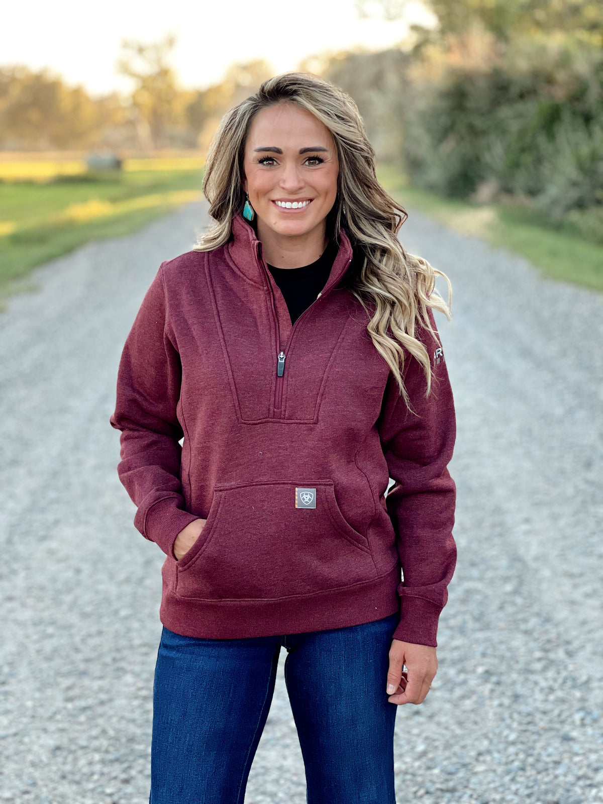 The Rebar Funnel Neck Sweatshirt in Maroon