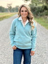 The Half Zip Pullover in Light Blue