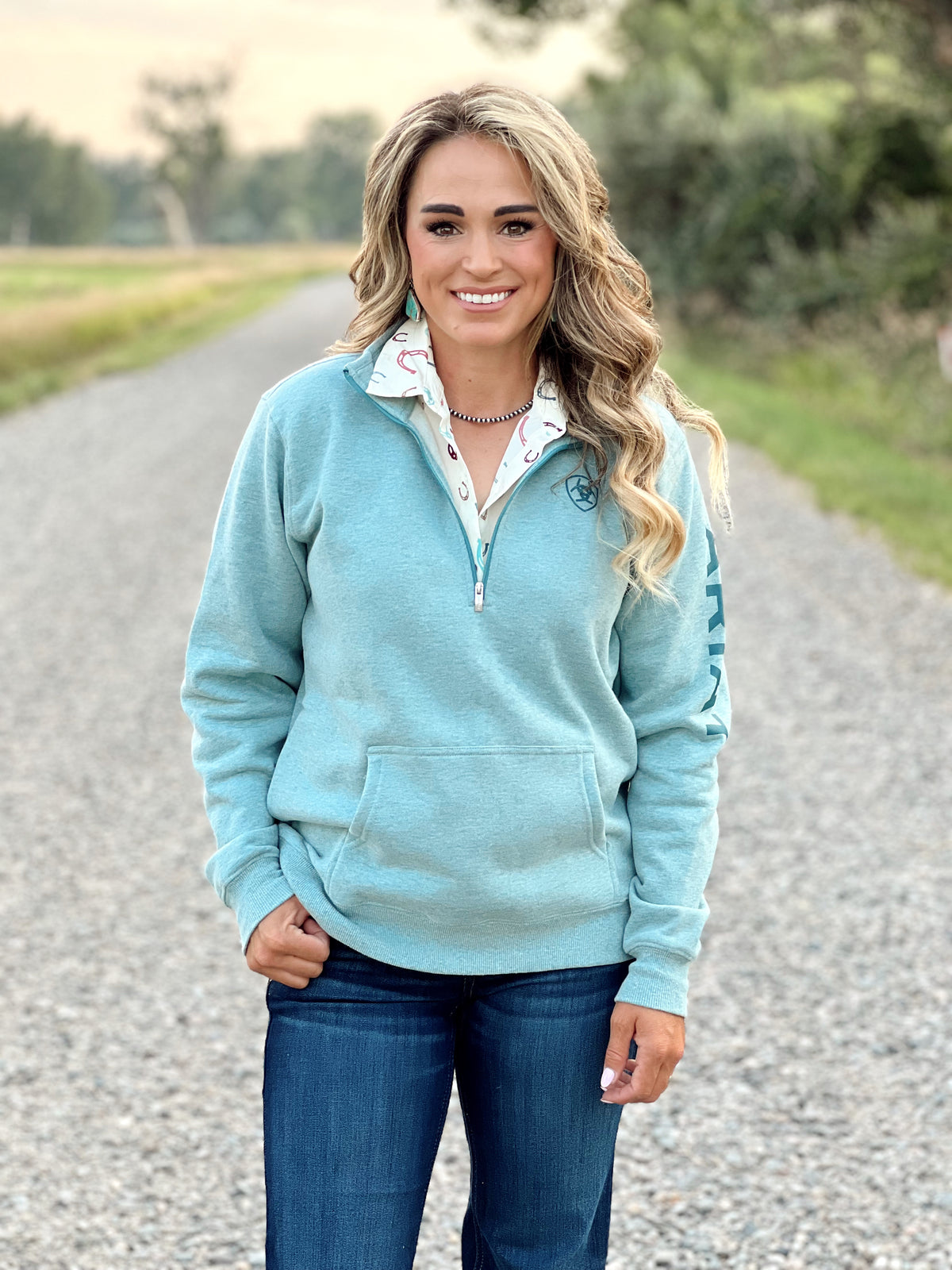 The Half Zip Pullover in Light Blue