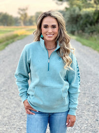The Half Zip Pullover in Light Blue