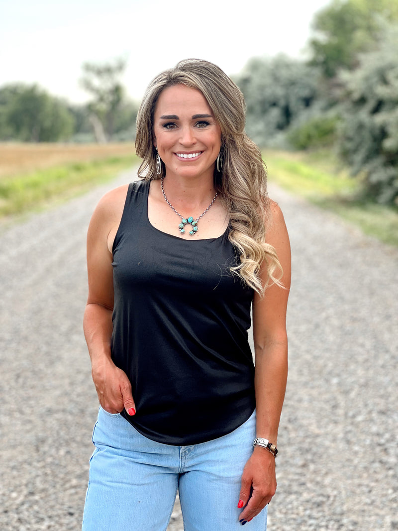 The Leather Like Tank in Black