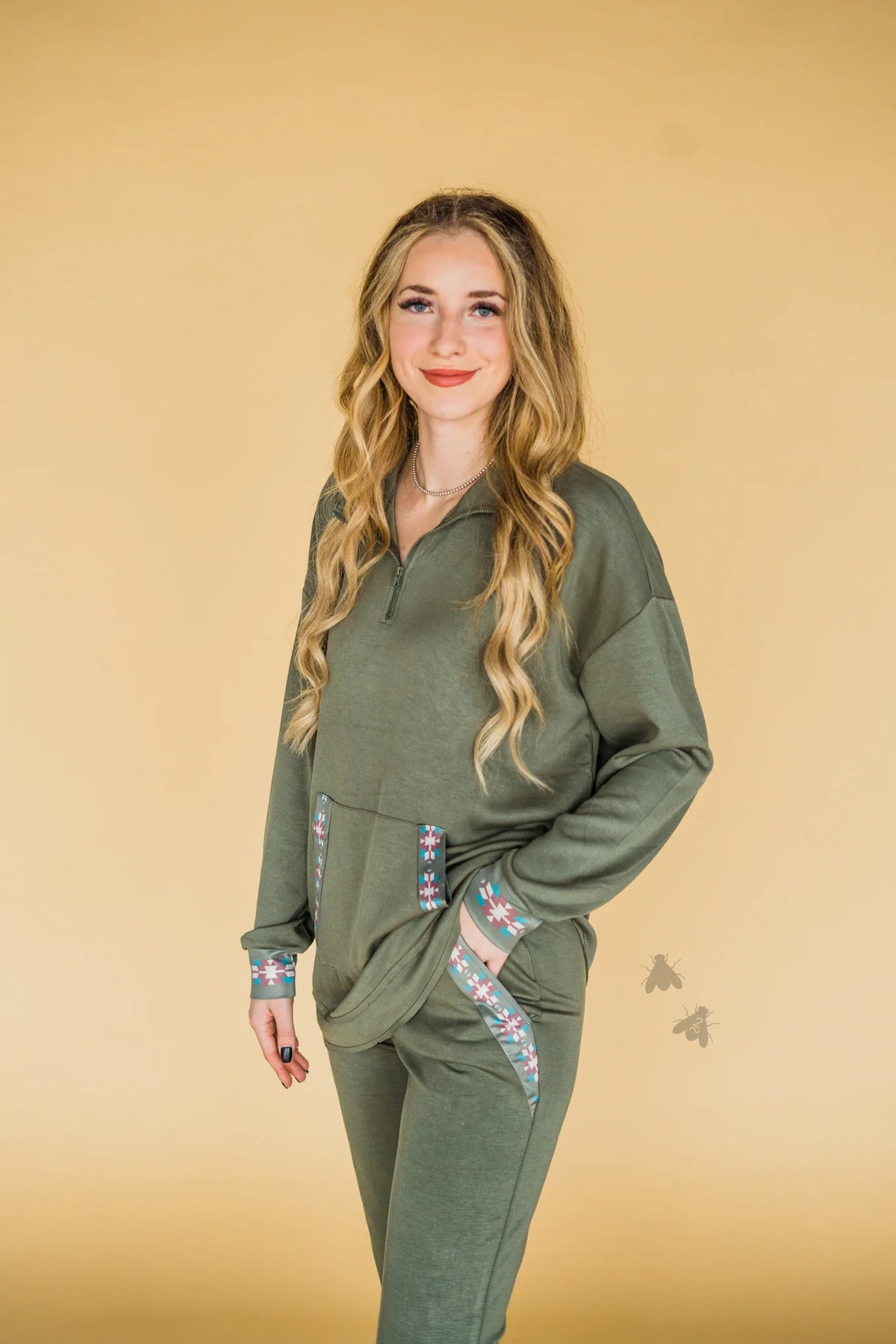 The Dolly Quarter Zip in Olive