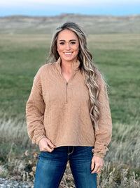 The Quilted Boot Stitch Half Zip Sweater