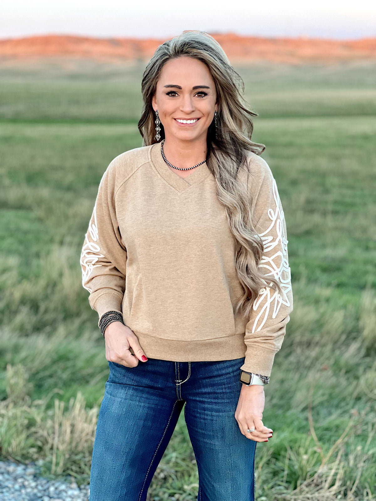 The Odessa V Neck Stitched Sweater