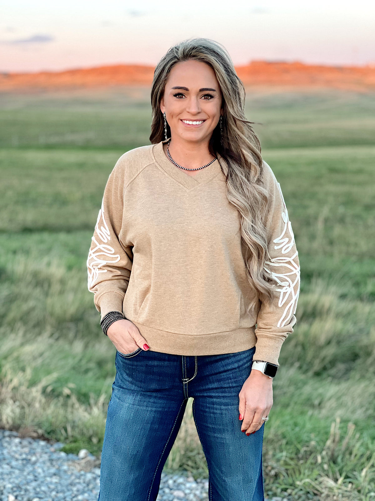 The Odessa V Neck Stitched Sweater