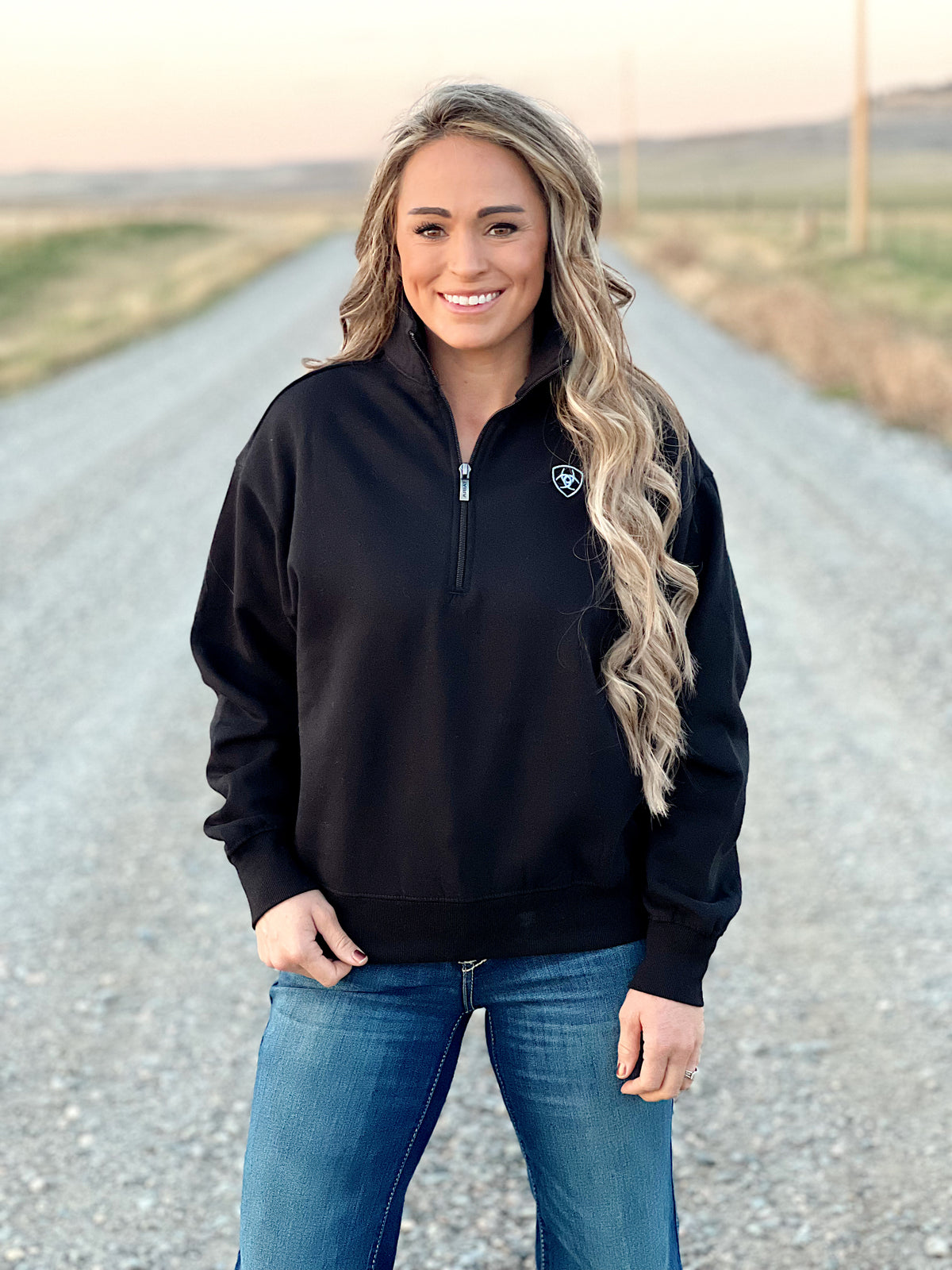 The Trinity Half Zip Sweatshirt in Black