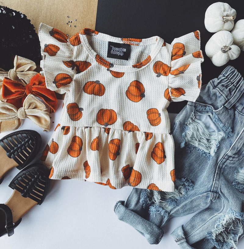 Kids Pumpkin Peplum Top