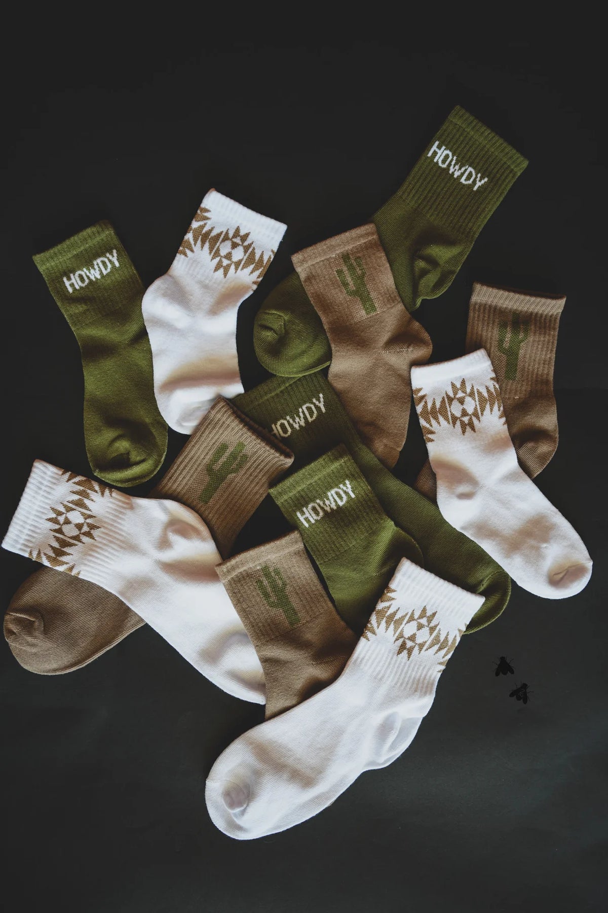 Kids Western Sock Pack of 3 in Cactus