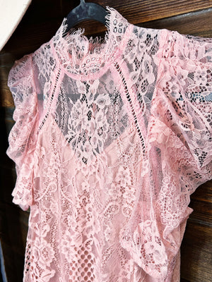 The Lace Date Night Top in Blush