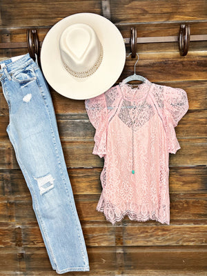 The Lace Date Night Top in Blush