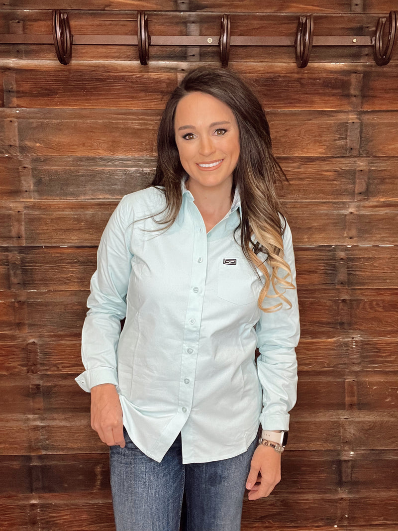 The Roundup Button Up Top in Turquoise