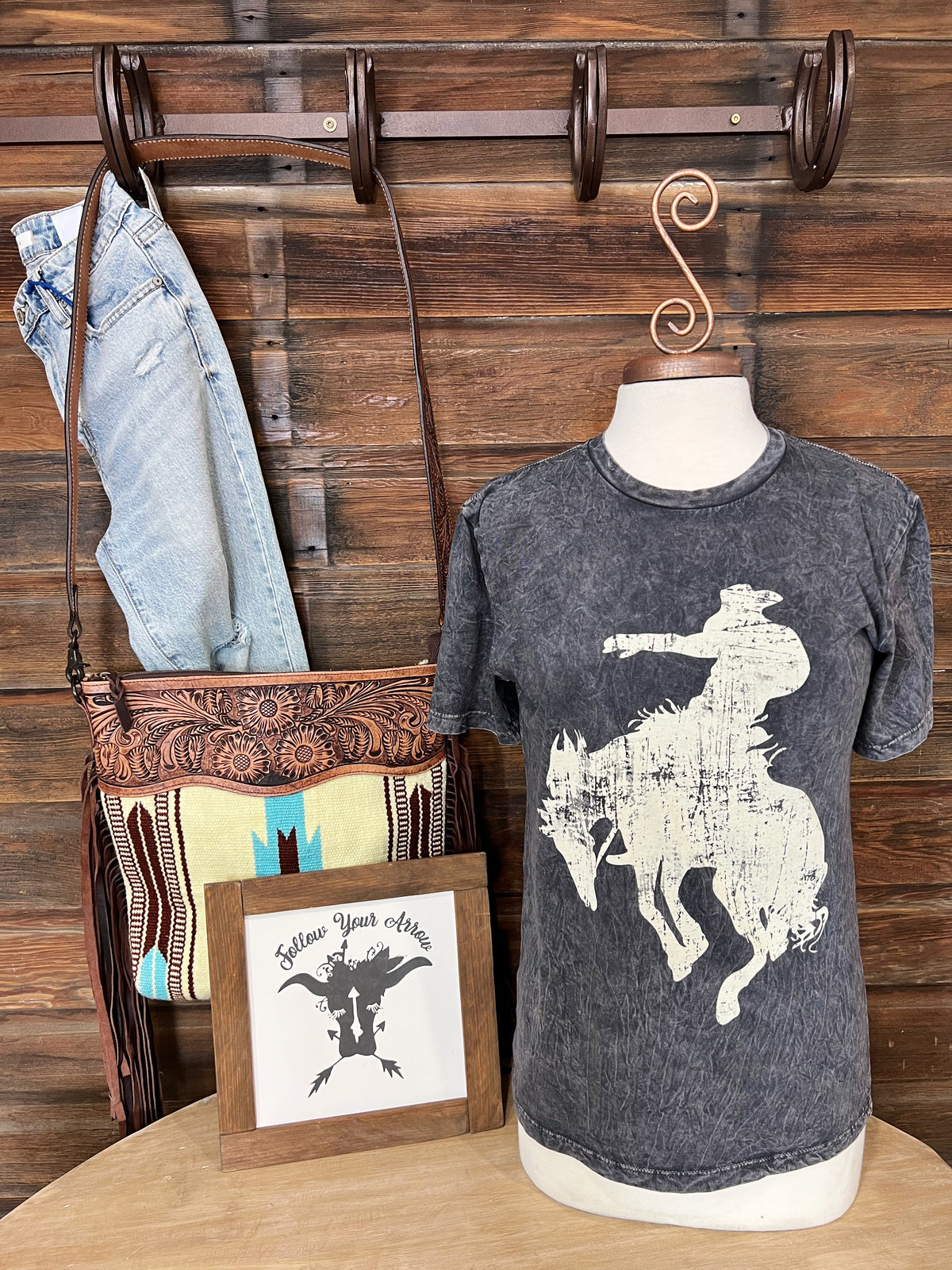 The Classic Cowboy Tee in Vintage Black