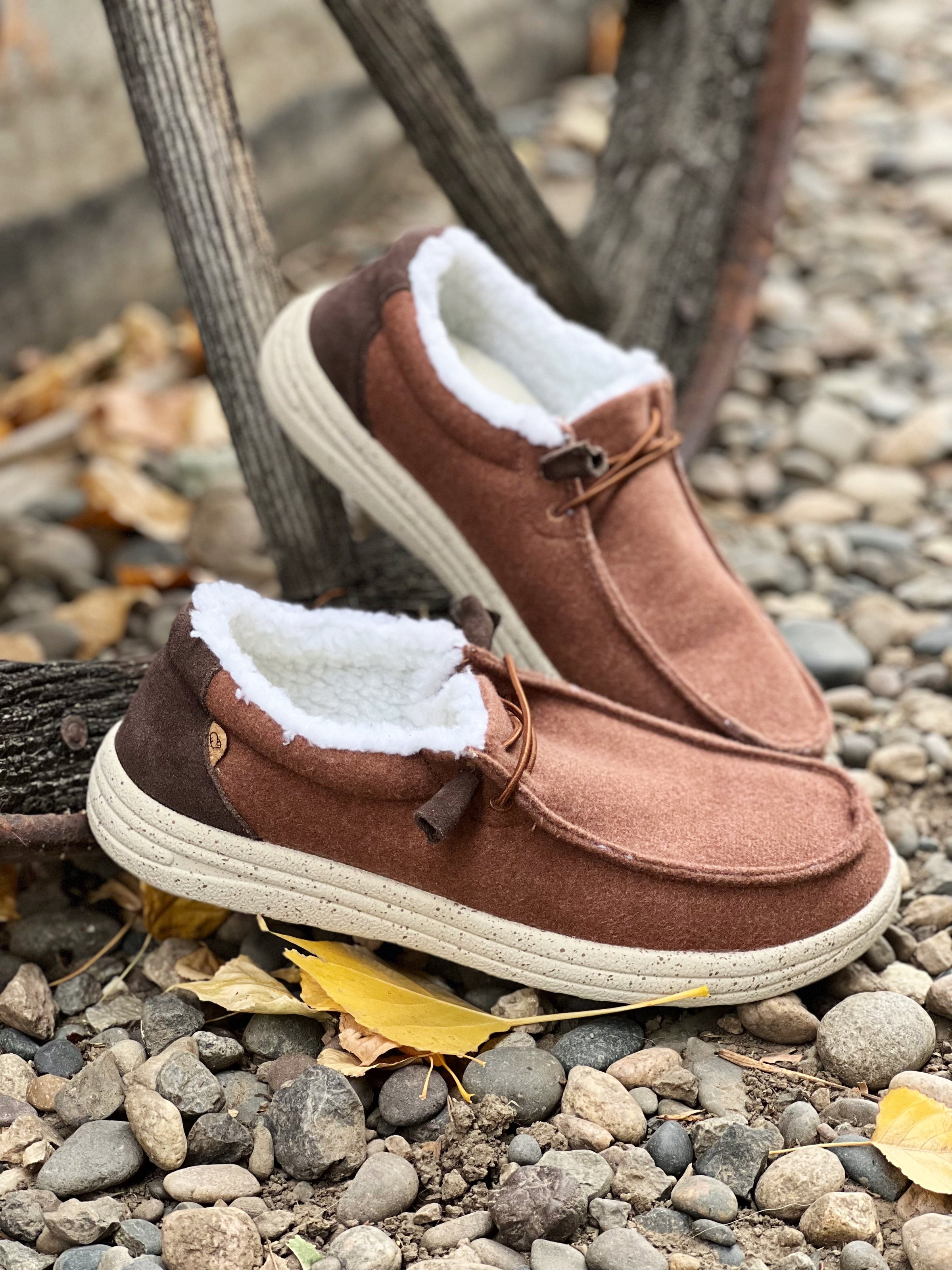 Mens Sherpa Lined Slip on Sneaker in Brown Follow Your Arrow Montana Mens Sherpa Lined Slip on Sneaker in Brown Follow Your Arrow Montana